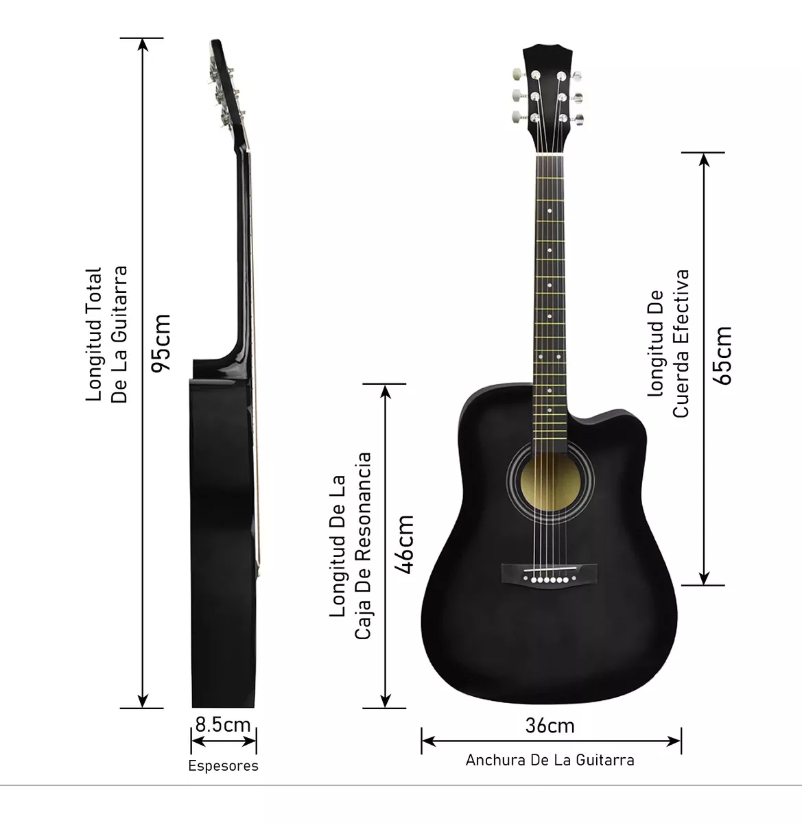 Guitarra Acústica Clasica De 38 Inch,con Funda  Y Accesorios