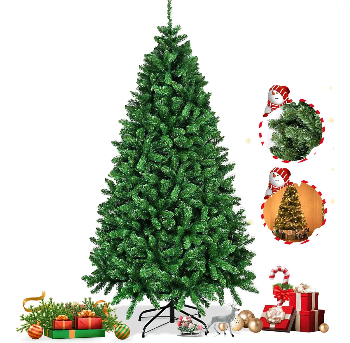 Árbol De Navidad 1.8m Pino Artificial Con Soporte Metal Verd