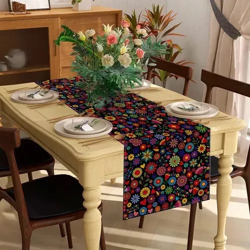 Camino De Mesa Textura Lino 33*183cm Estilo Mexicano