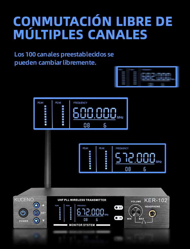 Sistema Monitoreo Estéreo 1 Canal De 2 Receptores Bluetooth