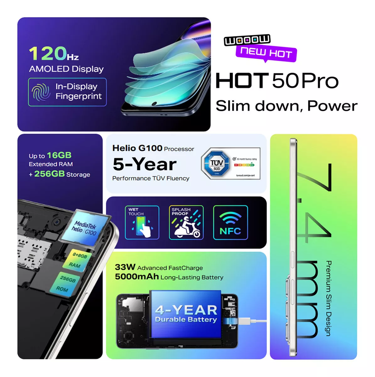 Infinix Hot 50 Pro Dual Sim 256gb 8gb+8gb Ram Azul