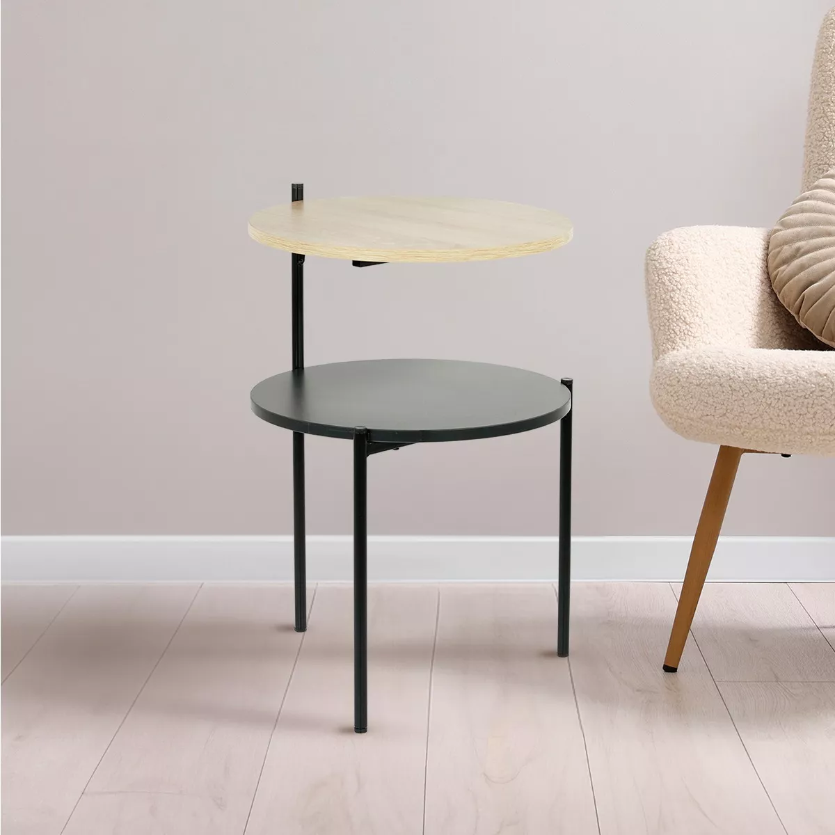 Mesa De Centro Lateral Redonda Minimalista Para Sala Y Hogar