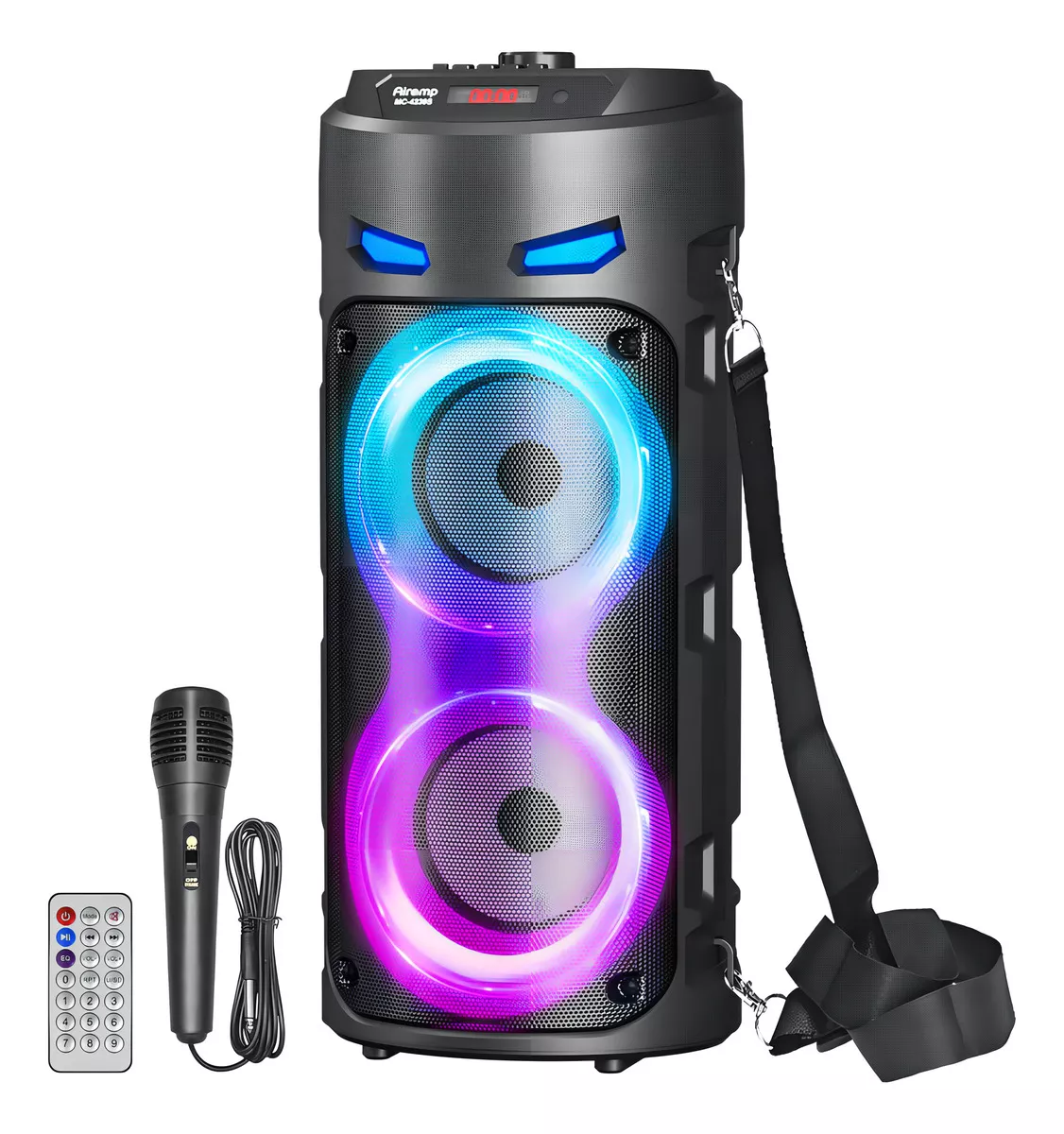 Subwoofer De Audio Portátil Inalámbrico Bluetooth Bocinas Airamp Bafles Amplificados Luces De Colores Karaoke Bocina Con Microfono Recargable Soporte Usb/tf/aux/mic/fm/tws