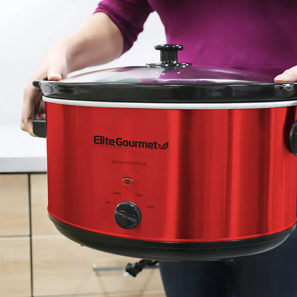 Elite Gourmet Mst900 Olla De Cocción Lenta Cerámica Xl 8.5qt Rojo 110V