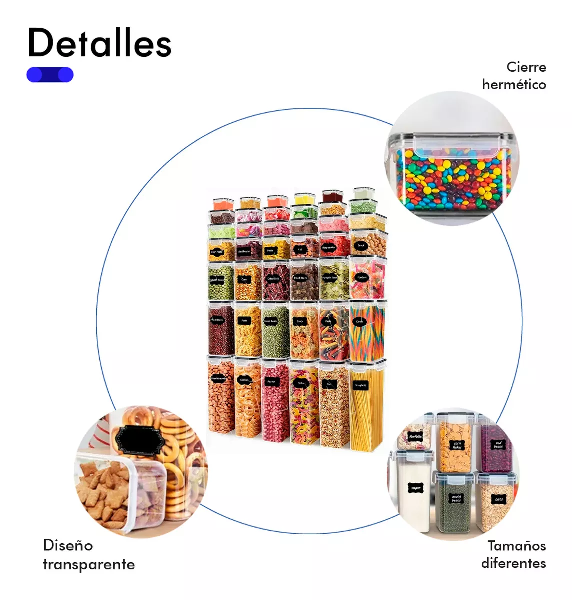 Recipientes Herméticos Para Almacenamiento De Alacena Chefs Path CP-Tall Negro