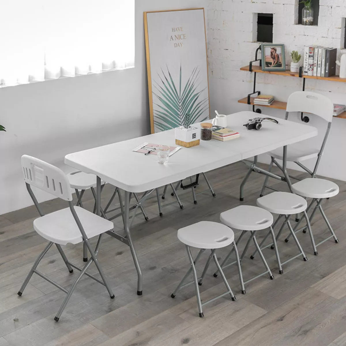 Mesa Plegable Portátil 1.80m Portafolio Plástico Resistente