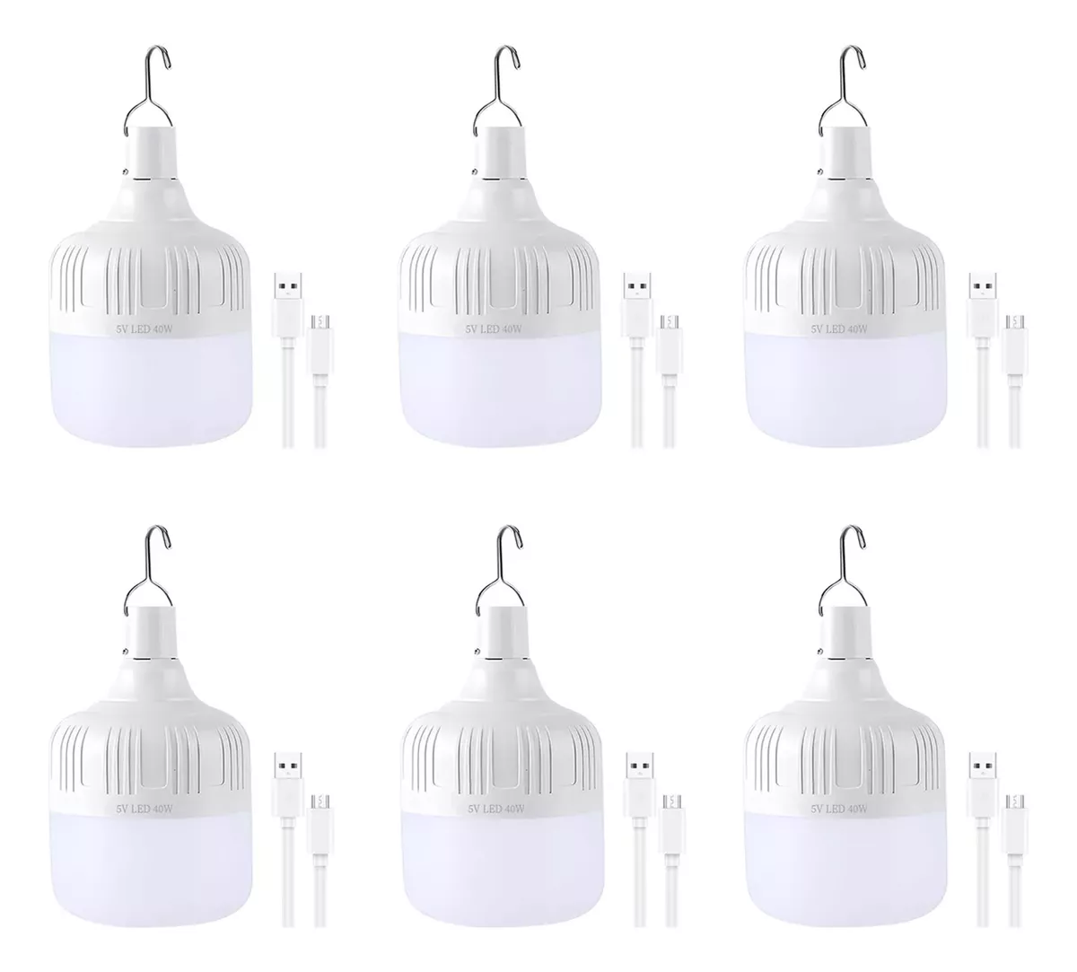 Focos Hogar Portatil Gancho Led Usb Recargables 40w 6piezas