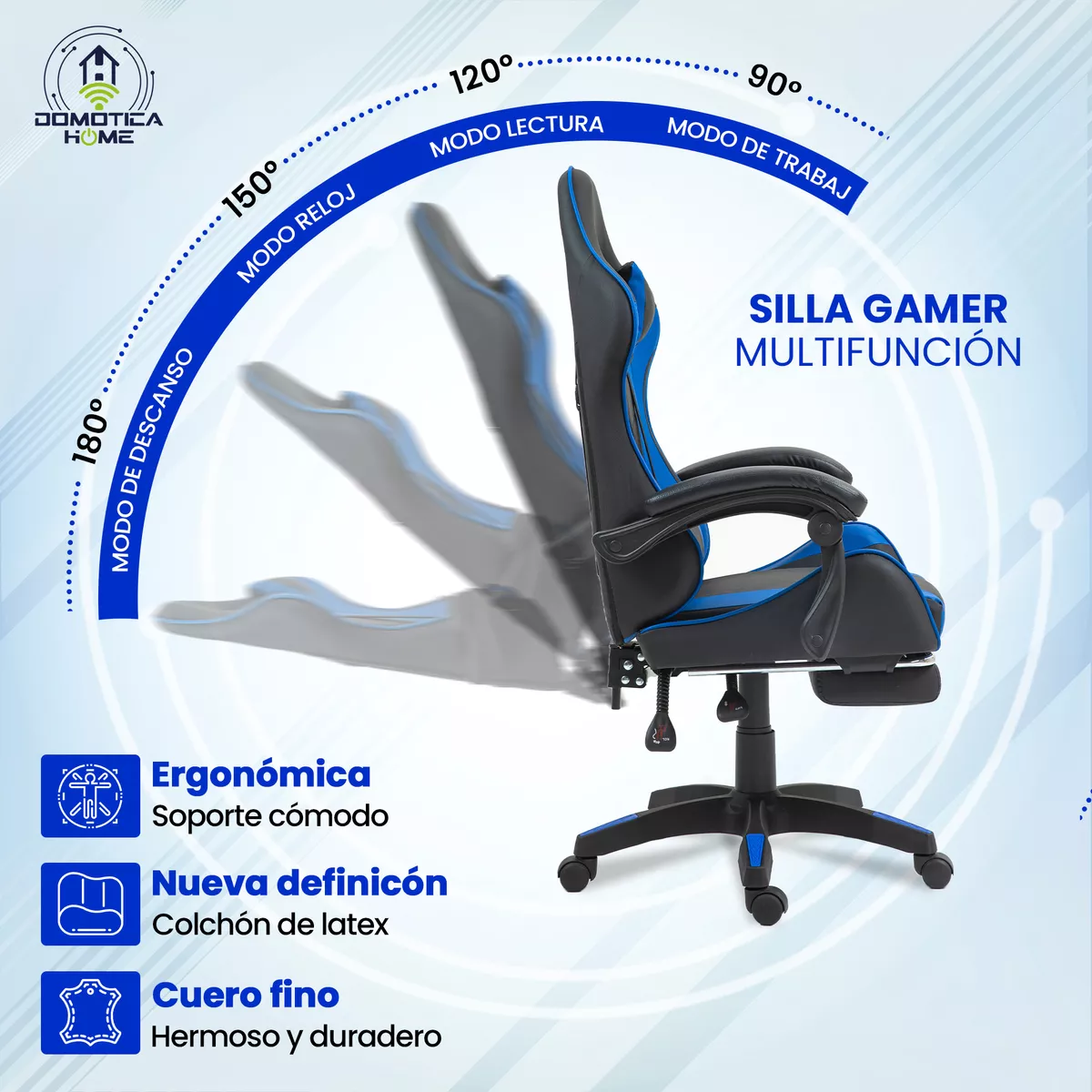 Silla Gamer/escritorio Ergonómica Reclinable Negro-azul