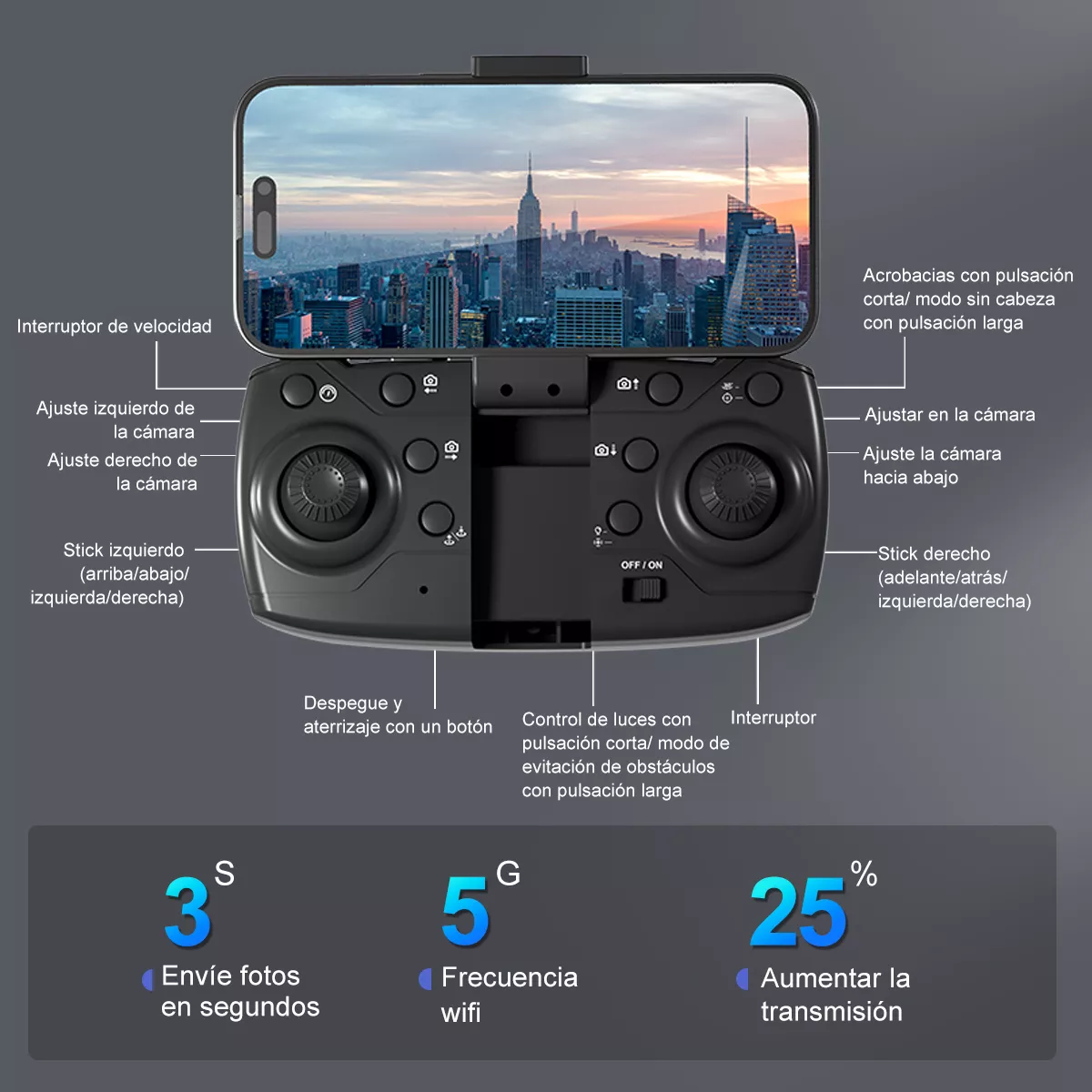 Fij Mini Drones Con Cámara 8k Hd F199 Sin Escobillas 3 Baterías