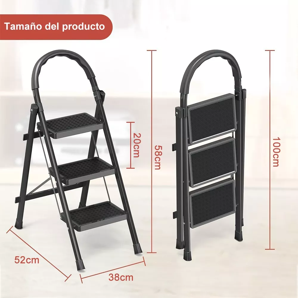 Escalera De Acero Inoxidable De 3 Peldaños Plegable Para Un