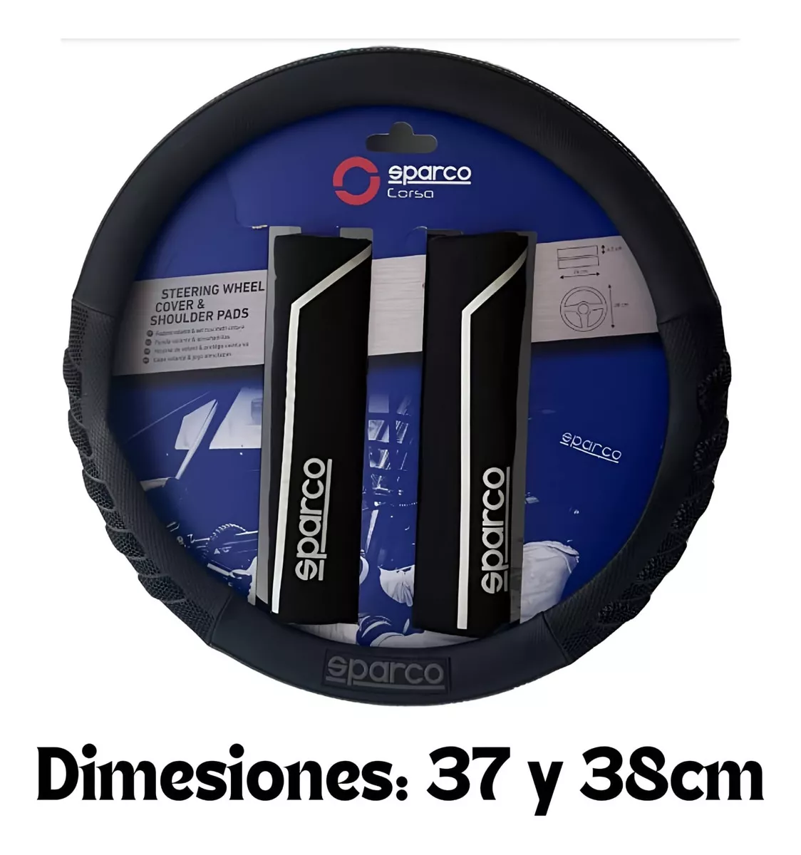 Cubrevolante Y Hombreras Sparco Negro Antiderrapante Cuero