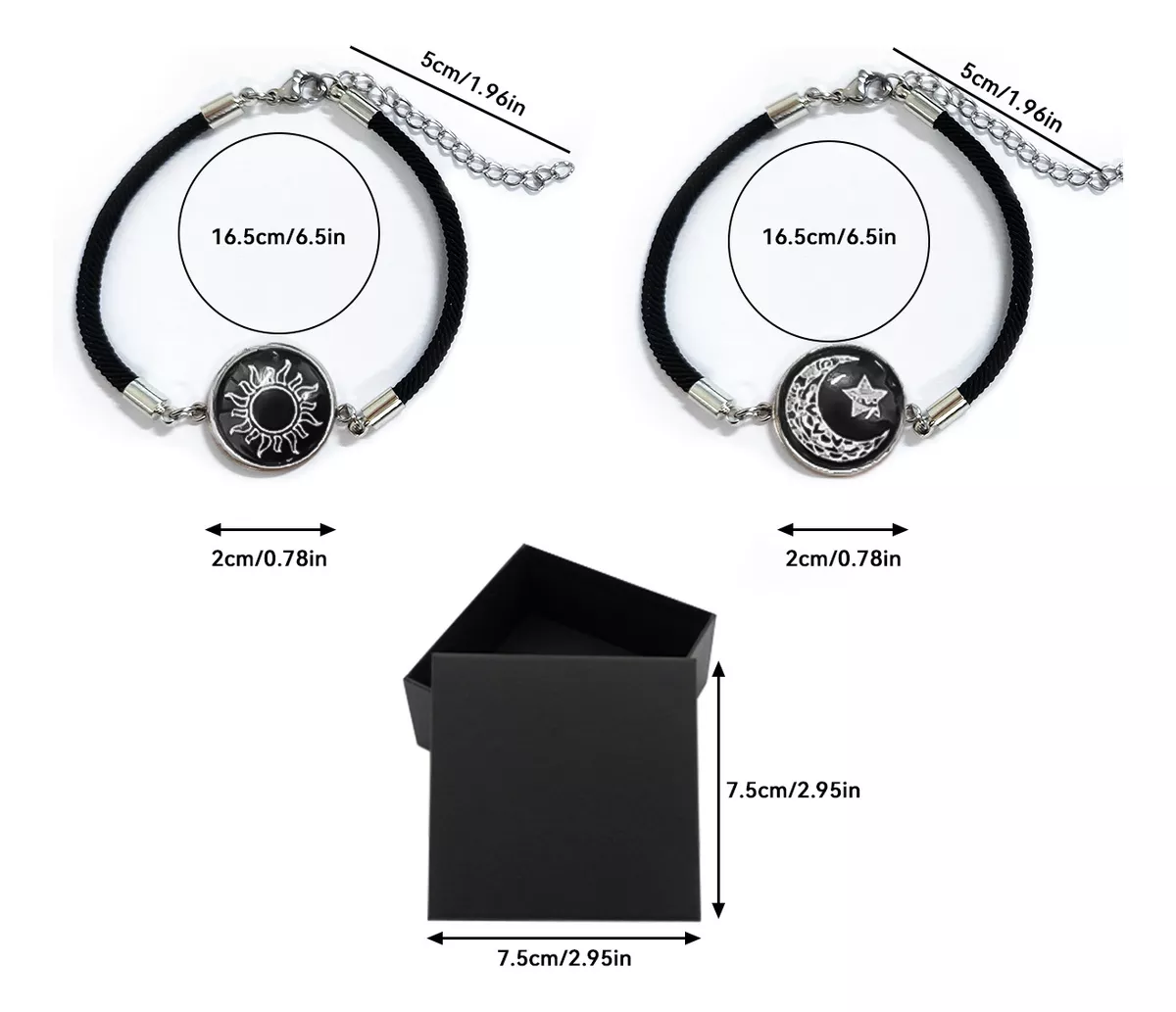 2pc Pulseras Para Parejas De Sol Y Luna Brilla Oscuridad