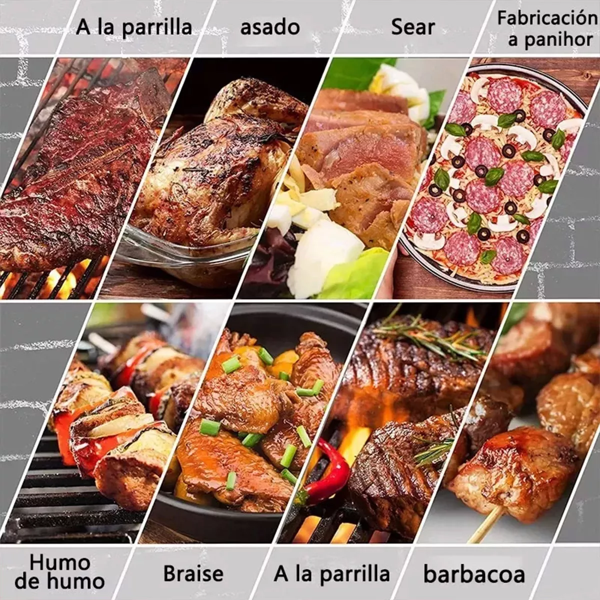 Parrilla De Barbacoa De Acero Inoxidable Redonda 70cm Movibl