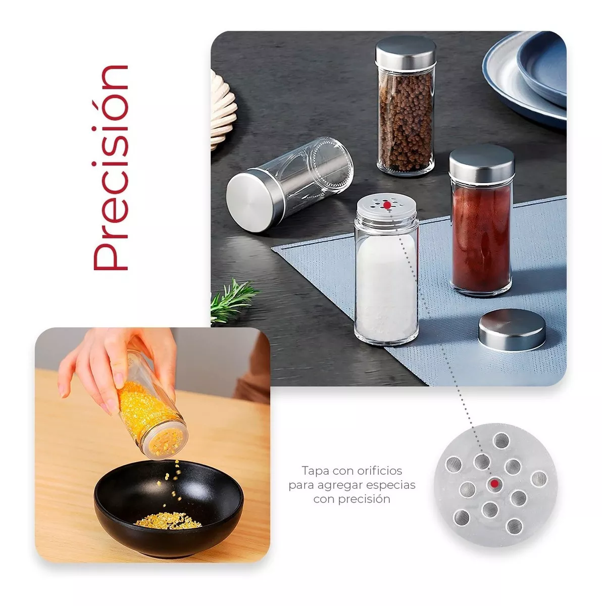 Especiero Giratorio, 20 Tarros Vidrio Organizador de Especias y Condimentos