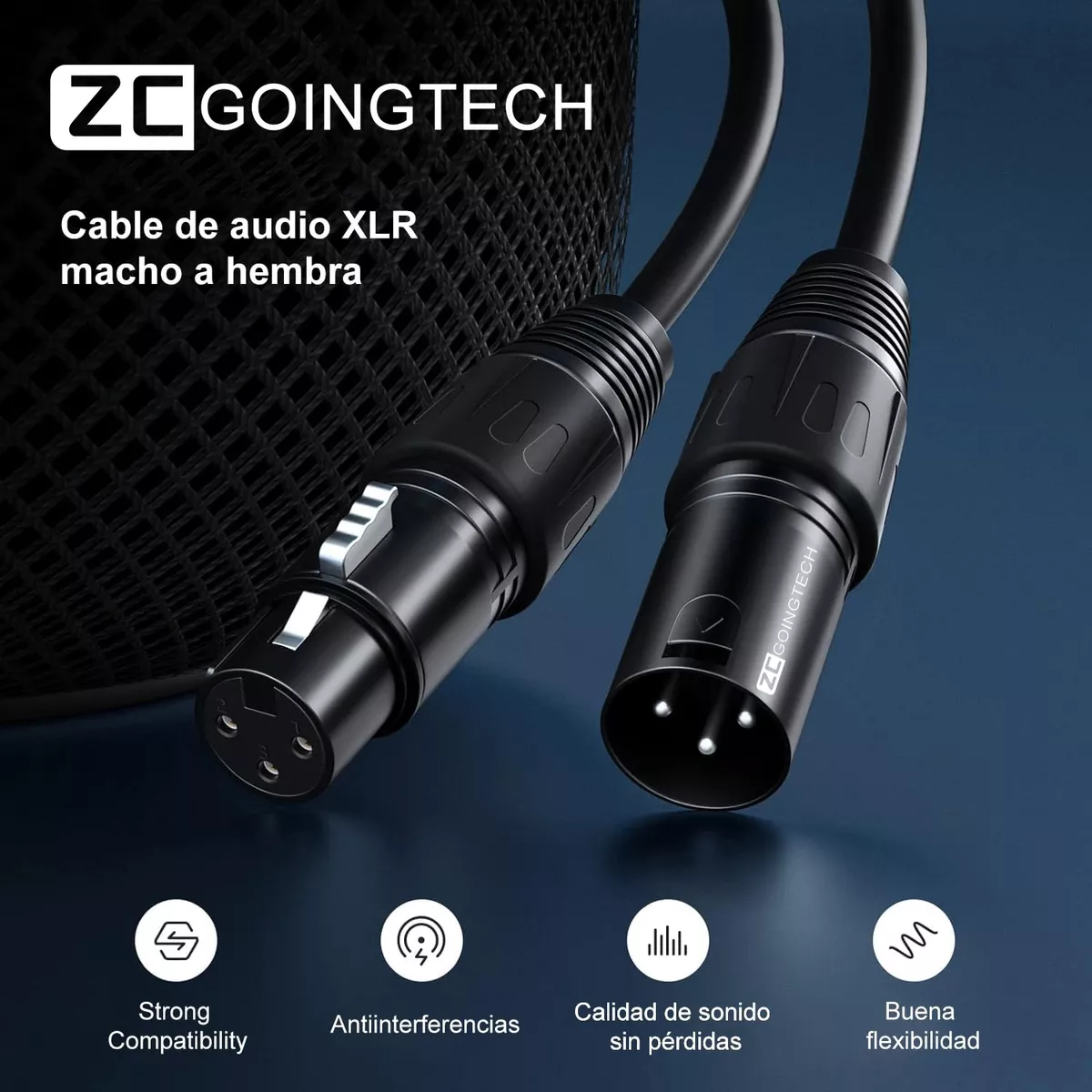 10m Cable Para Microfono,cable Xlr Balanceado Dual Shielded