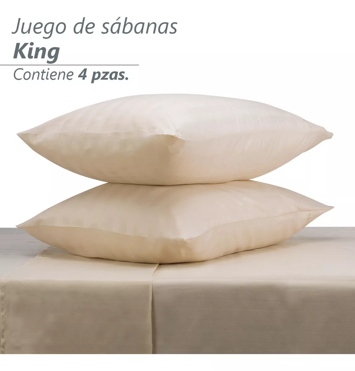 Juego De Sabanas King 2,800 Hilos Egipcian Premium Color Crema