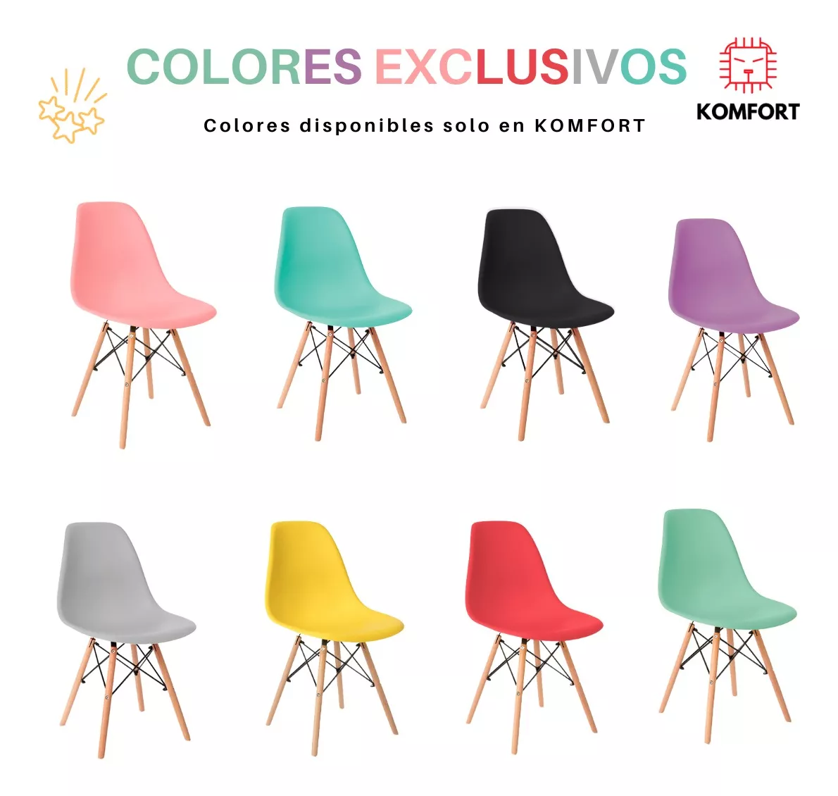 Set De 6 Sillas Estilo Eames Comedor Moderna Komfort