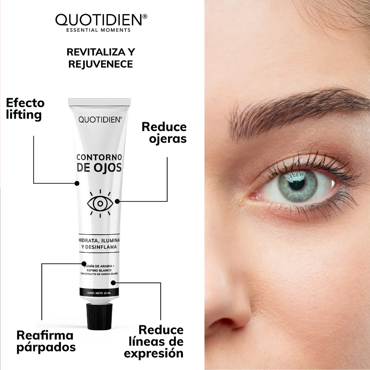 Kit Limpiador Facial + Tonico Facial + Serum Vitamina C + Suero Acido Hialuronico + Serum Niacinamida + Suero Ácido Glicolico + Gel Contorno De Ojos Quotidien Kit Hidratacion Facial - Paquete