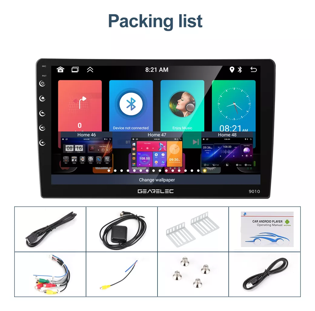 Gearelec Autoestéreo Pantalla 10 Pulgadas Inalámbrico Carplay Android Auto 4+32g Wifi Gps Con Cámara