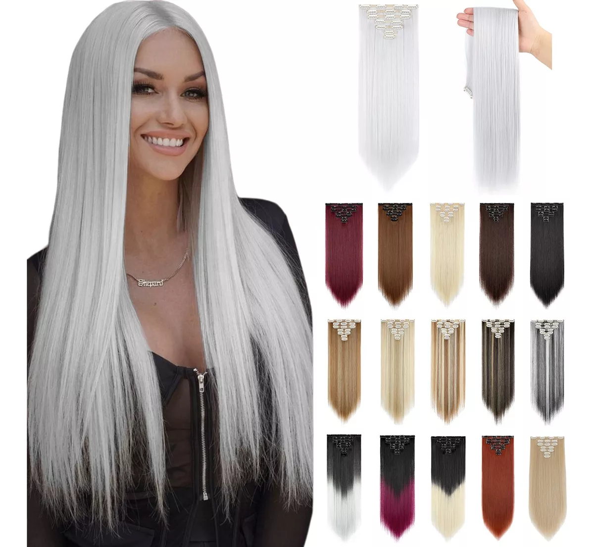 Extensiones De Cabello Con Clip De Cabeza Completa,7 Piezas