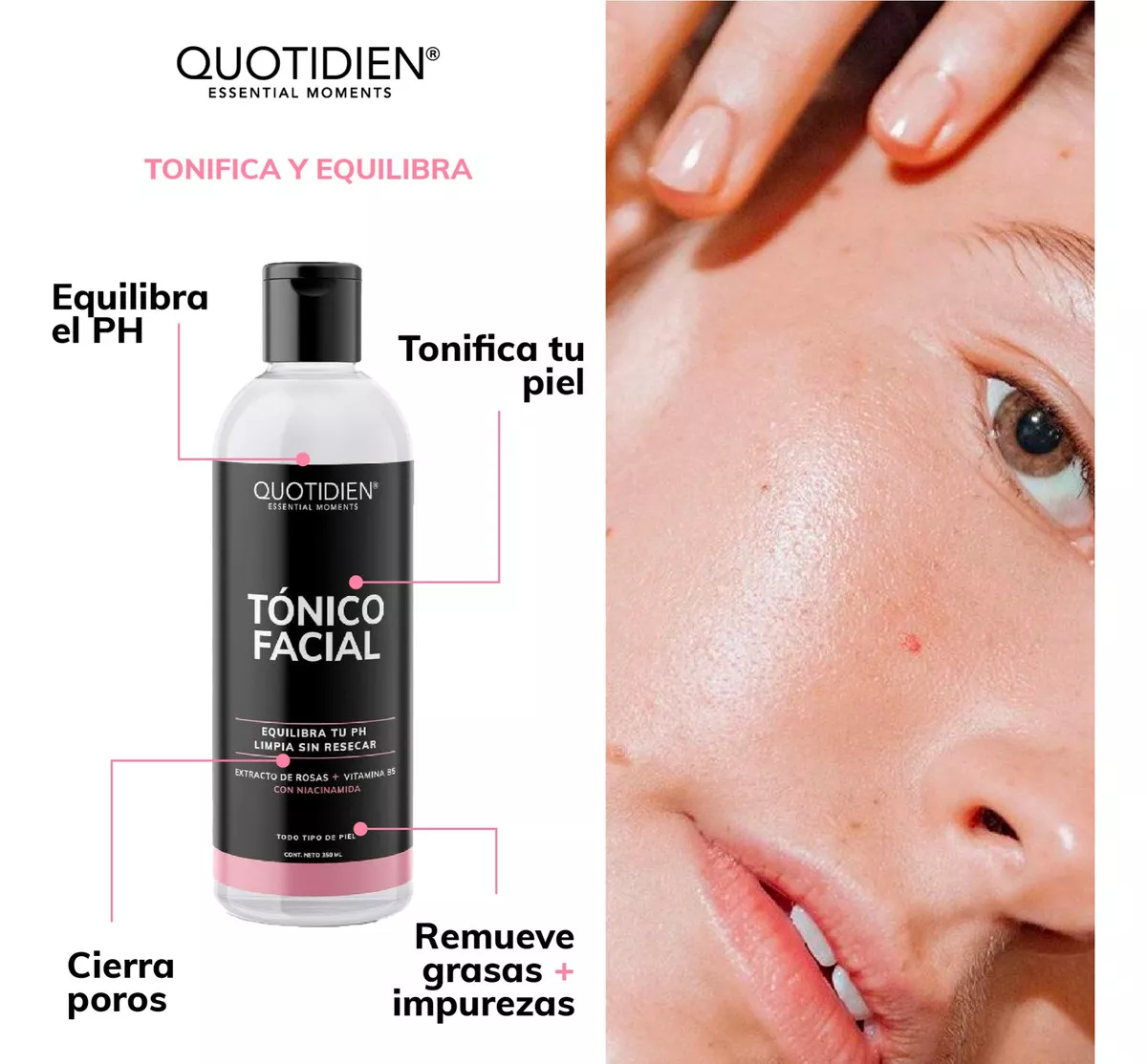 Kit Limpiador Facial + Tonico Facial + Serum Vitamina C + Suero Acido Hialuronico + Serum Niacinamida + Suero Ácido Glicolico + Gel Contorno De Ojos Quotidien Kit Hidratacion Facial - Paquete