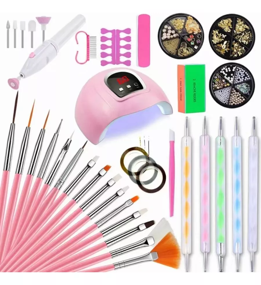 Kit De Uñas Lámpara Quanna Led Con Lámpara Uv Portátil mini Juego De Herramientas De Manicura Juego De Arte De Uñas Taladro Eléctrico Para Uñas 54w18