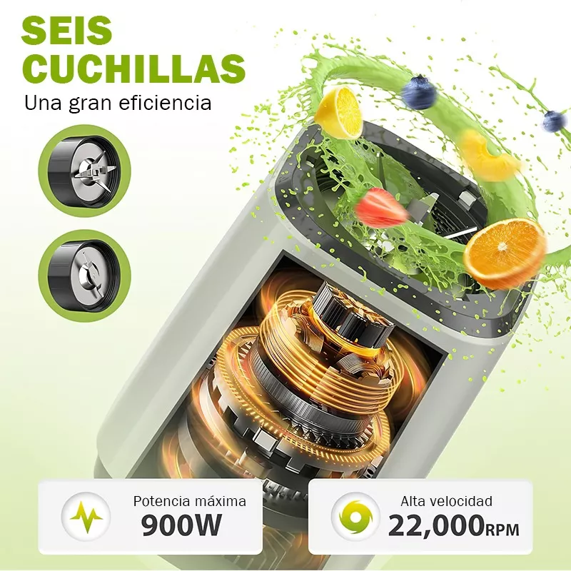Xinest Extractor De Jugos Portátil Licuadora 900w 22onzas