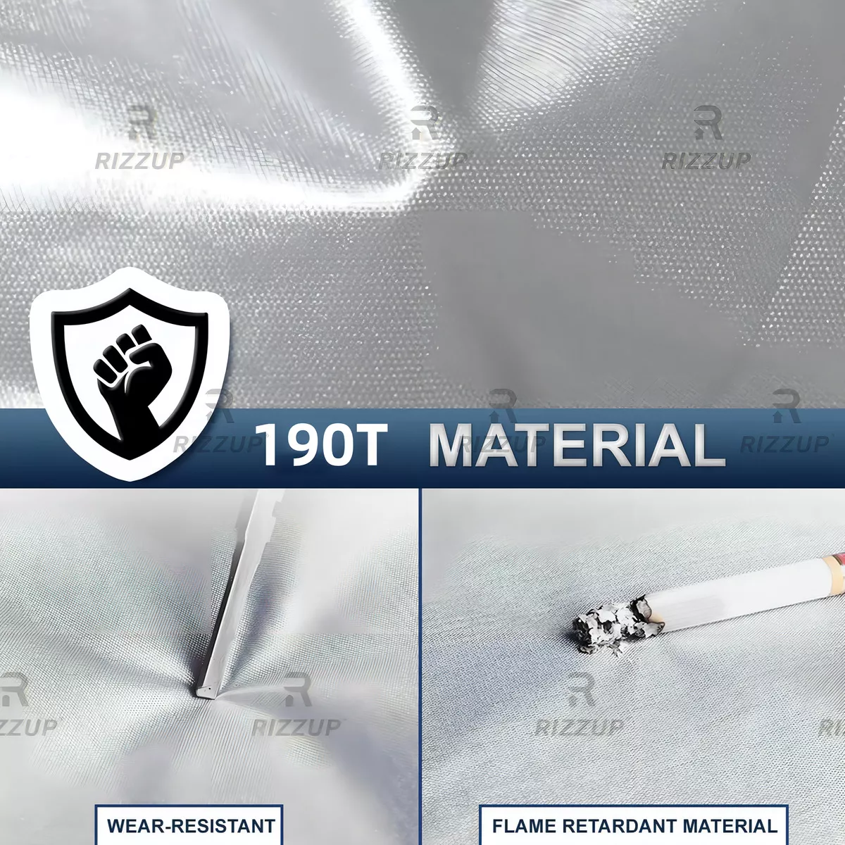 Rizzup® 4.15m Cubierta Funda Protector Hatchback Para Carro Sedán Pequeño Anti Polvo Sol Viento Lluvia Reflejante Para Automovil Coche Cubre Carro 100% Impermeable