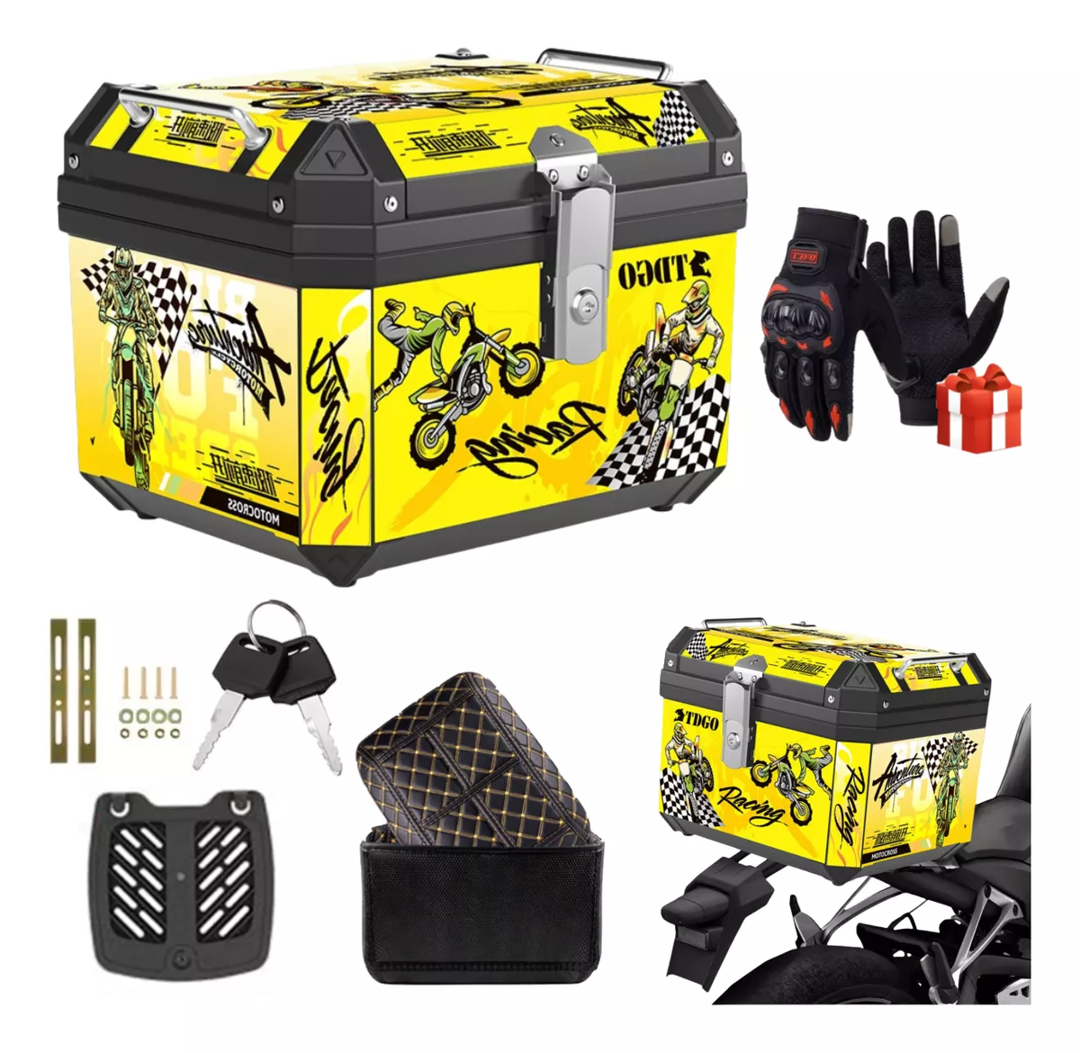 Baul Trasero Caja Para Moto 45l Cajuela Maletero Motocicleta