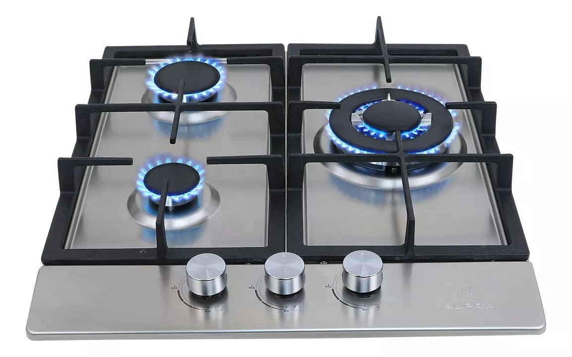 Supra Parrilla A Gas Empotrable 45cm En Acero 3 Quemadores