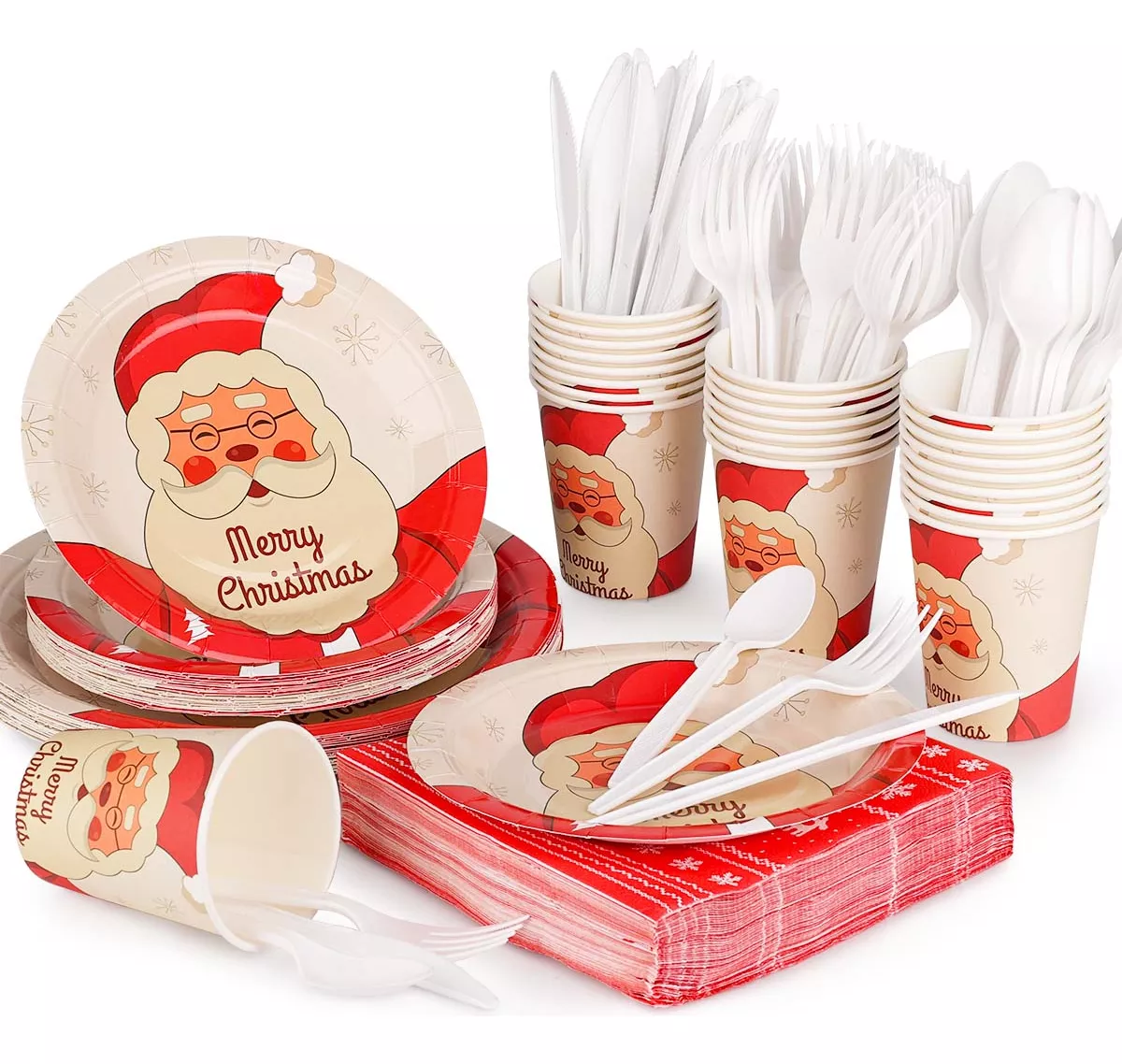 Juego De Vajilla Navidad De Desechables Platos Vasos 225 Pzs