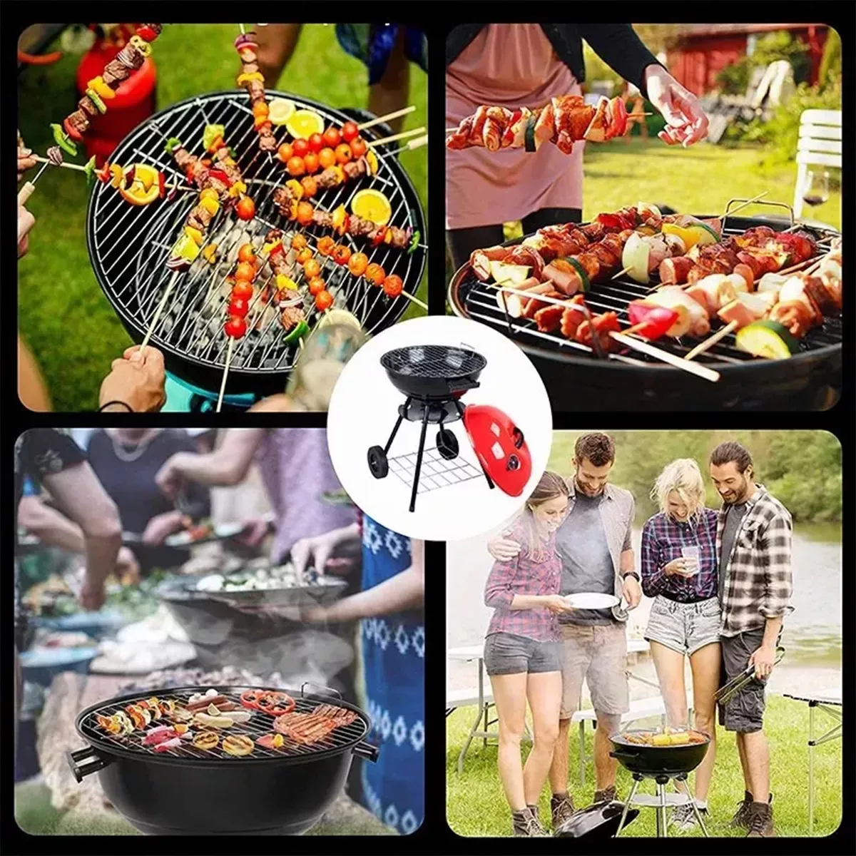 Parrilla De Barbacoa De Acero Inoxidable Redonda 70cm Movibl