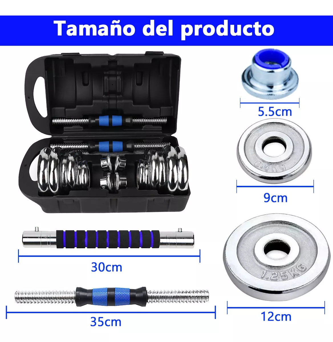 Kit De Mancuernas Barra Con Pesas Ajustables Para Gimnasio