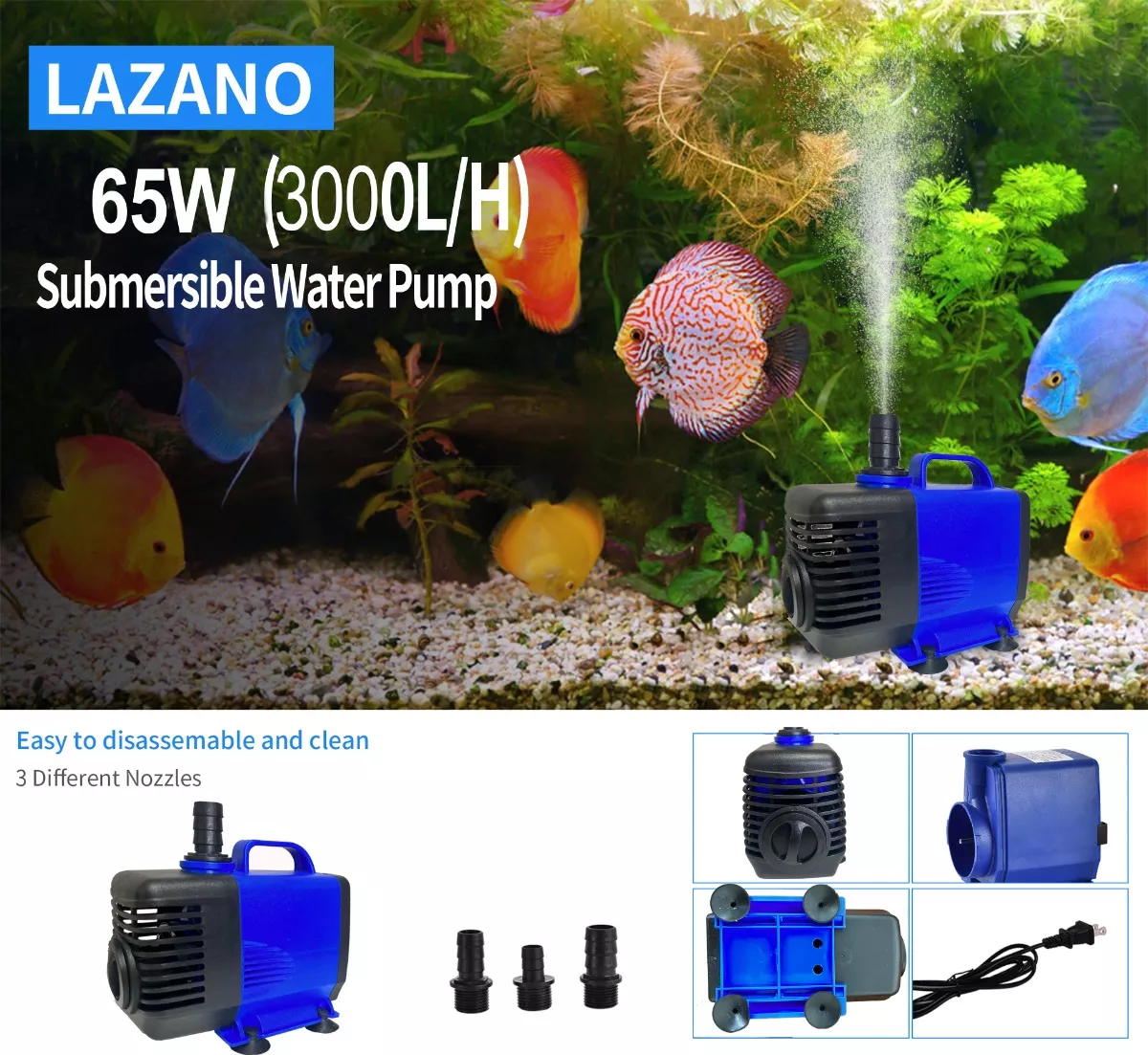 Bomba De Agua Sumergible 3m 3000l/h Para Acuario, Fuente