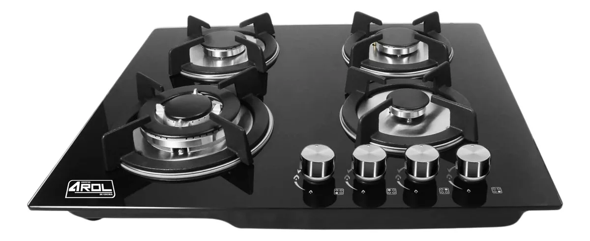 Combo Parrilla Y Campana 4 Quemadores Slim 60 Cm Negro