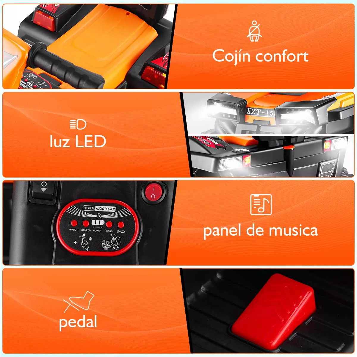 Carro Eléctrico Montable Para Niños Con Luz Led 12v Atv Moto