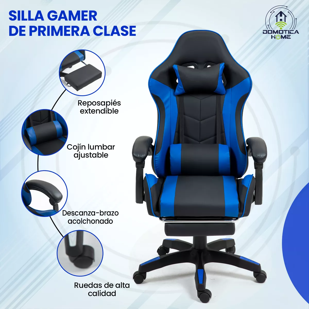 Silla Gamer/escritorio Ergonómica Reclinable Negro-azul