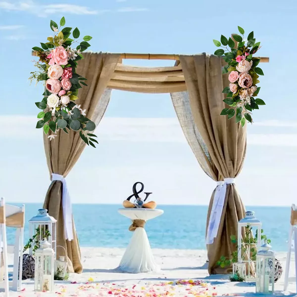 2 Piezas Boda Rústica Arco Flor Centro De Mesa Guirnalda