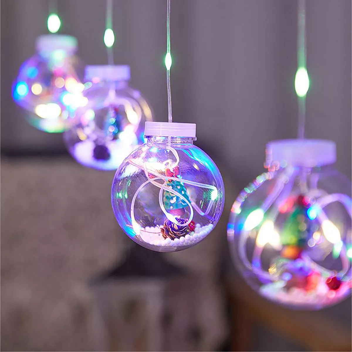 Serie De Luces Navideñas Led Cm-top Cascada De Esfera Decoración 3m 8 Modos Rgb Impermeable Y Resistente 10 Luces Blancas Colgantes