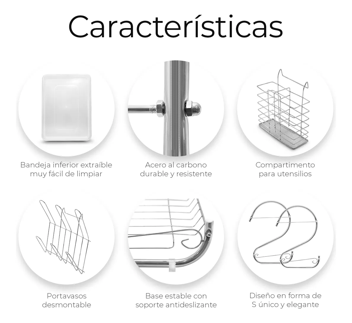 Escurridor De Cubiertos De Cocina Trastes Cromado Moderno