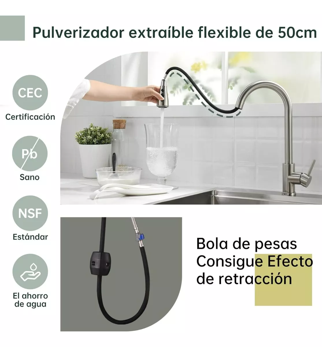 Grifo Monomando Fregadero Llave Mezcladora Tarja Cocina 360