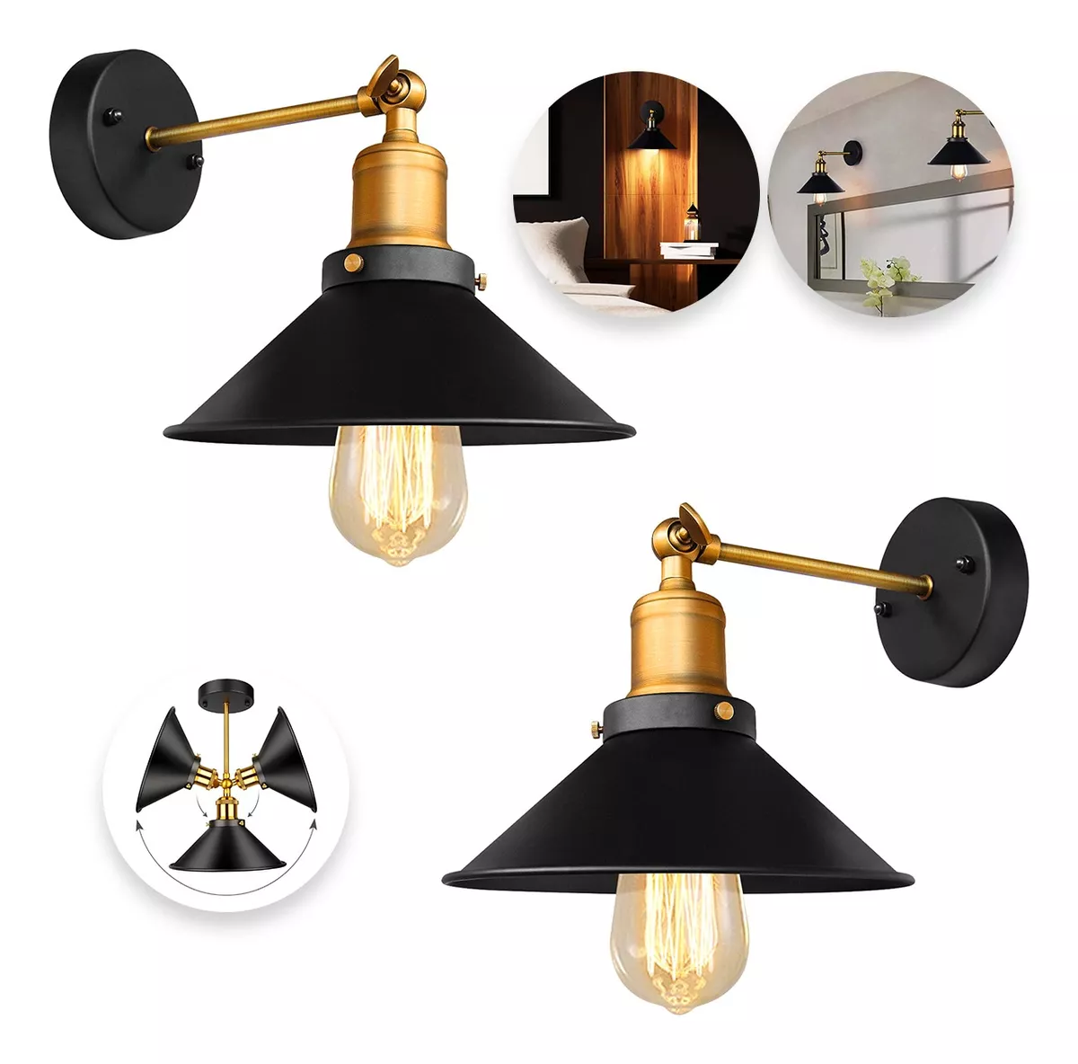 Kit 2 Lámparas Decorativas De Pared Int/ext. Vintage Retro