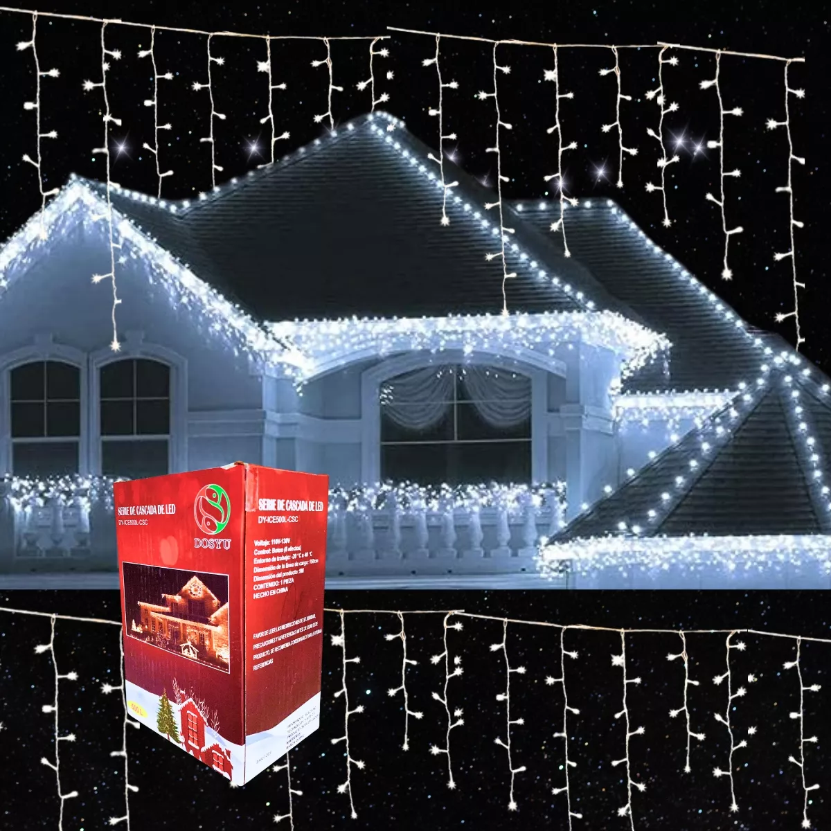 Luces Led Cascada 9m 500l Dosyu Transparente Dy-ice500l-csc