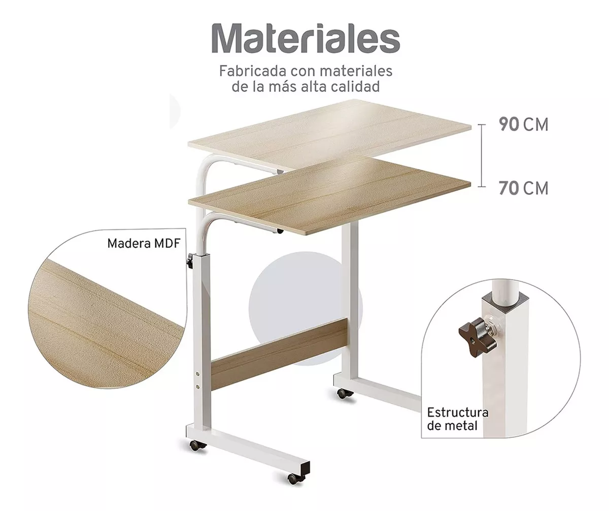 Escritorio Móvil Regulable En Altura Con Ruedas Mesa Auxilia