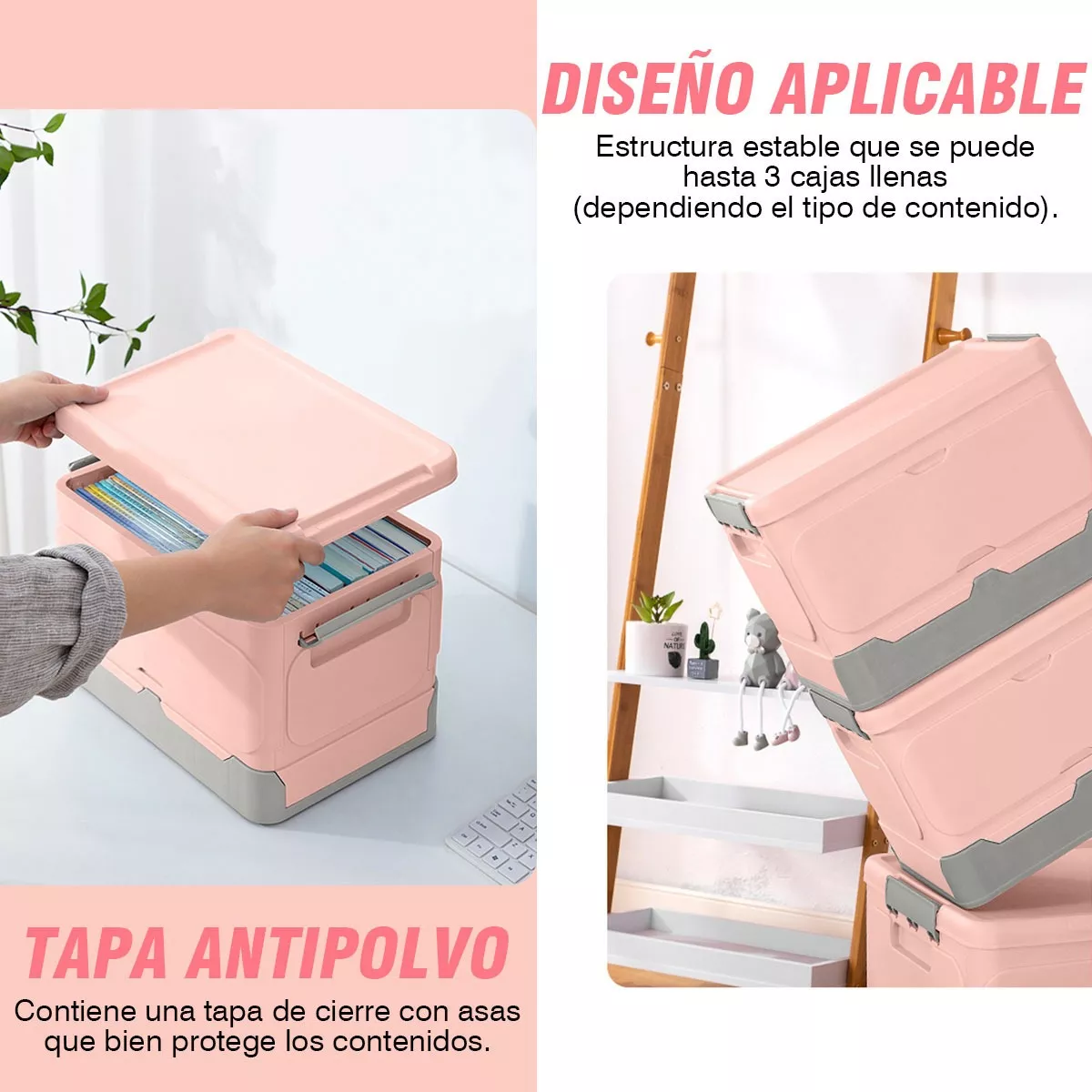 Caja Almacenamiento Plegable 2pzs Organizador Hogar Con Tapa