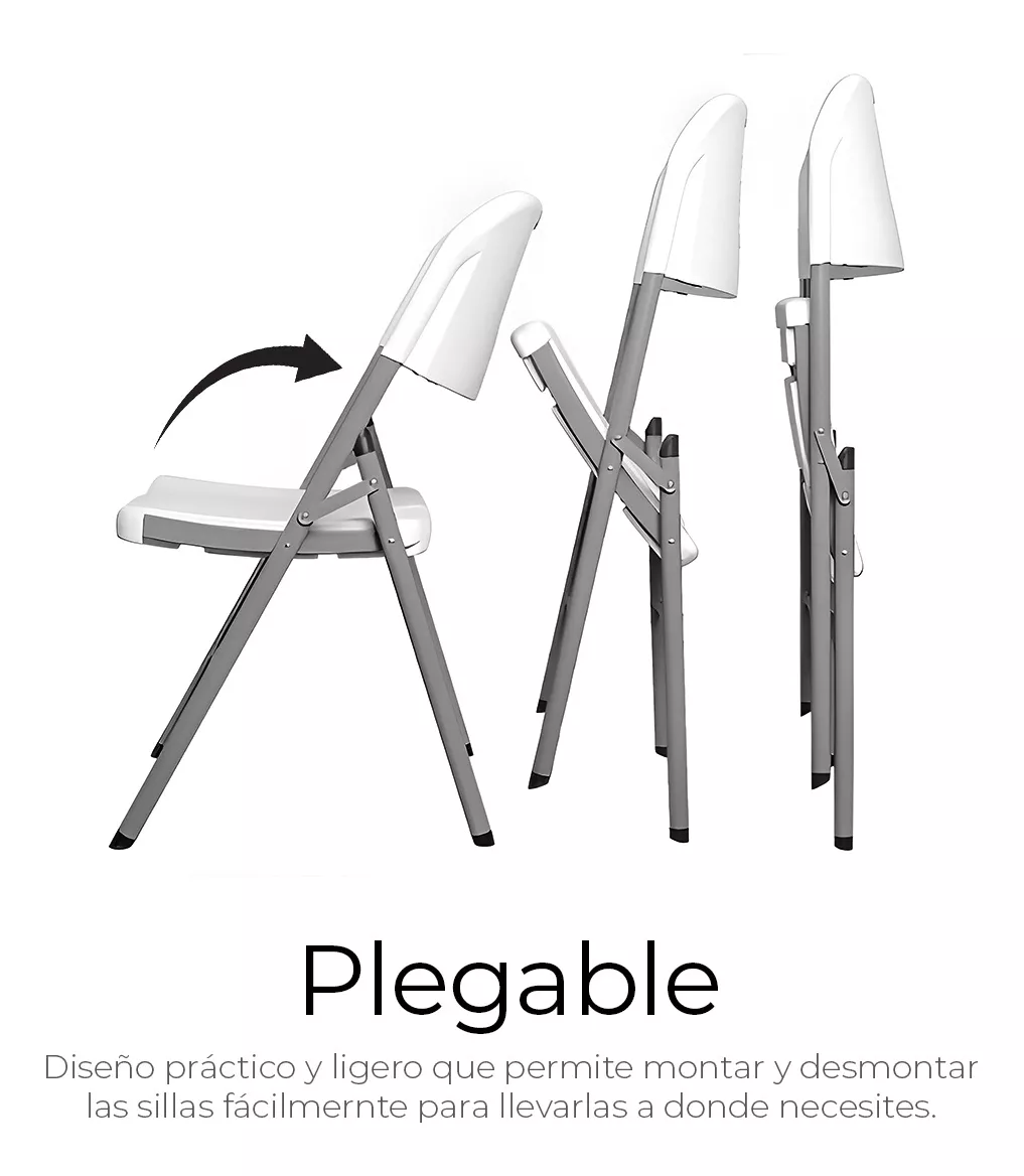 4 Sillas Plegables Plástico Reforzado De Exterior/interior