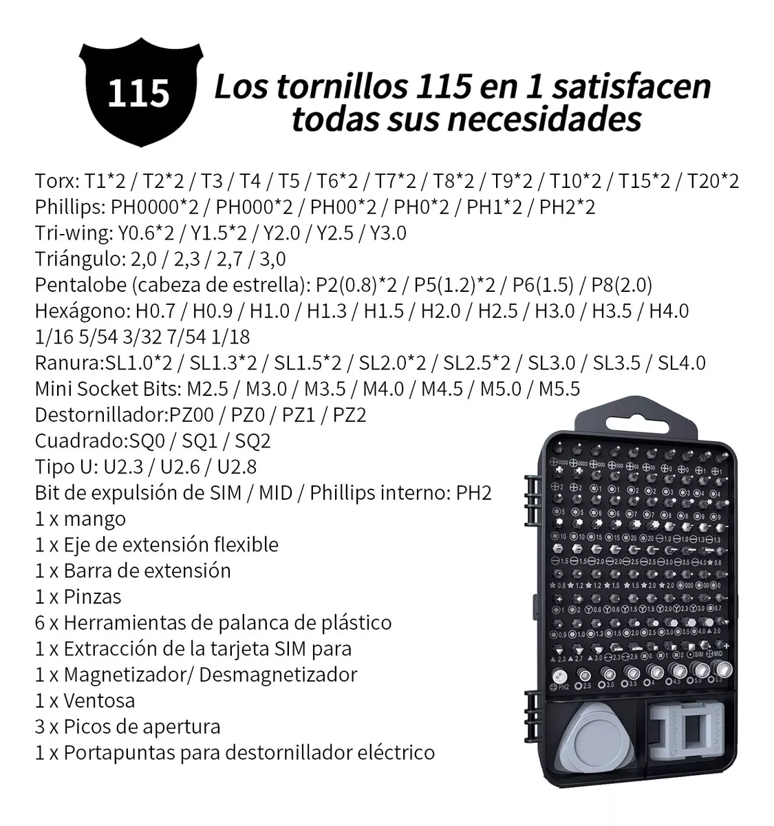 Kit De Desarmadores Y Herramientas De Precisión 115 En 1 RexQualis