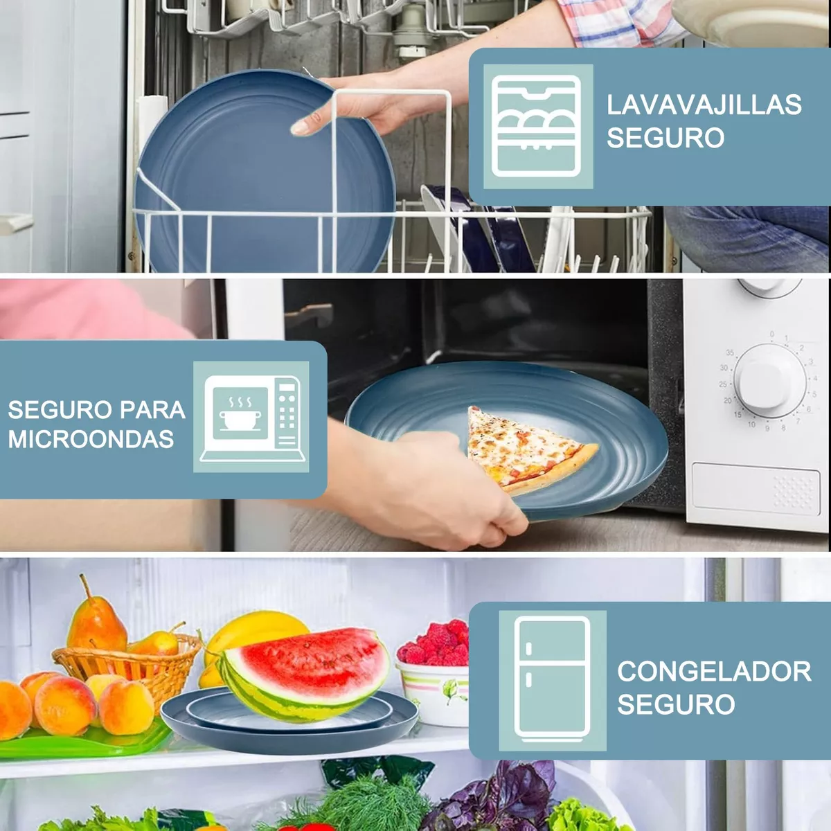 Juego De Vajilla De Paja De Trigo 56 Piezas Reutilizable