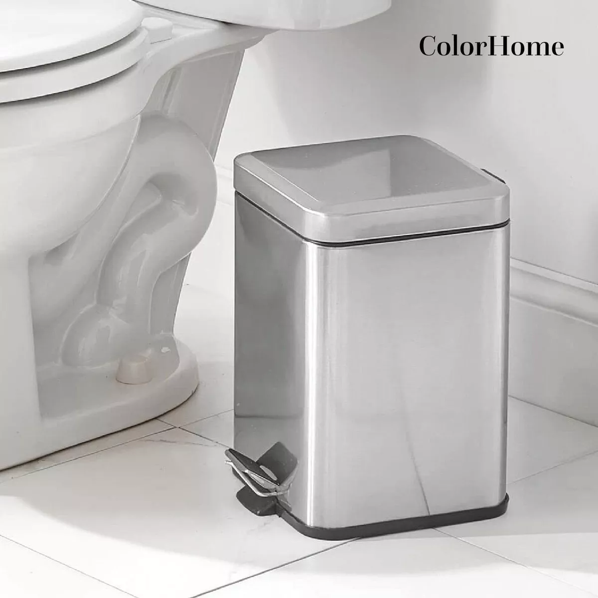 Botes De Basura 6l Acero Inox Metalico Cocina Oficina 2pzas Color Gris