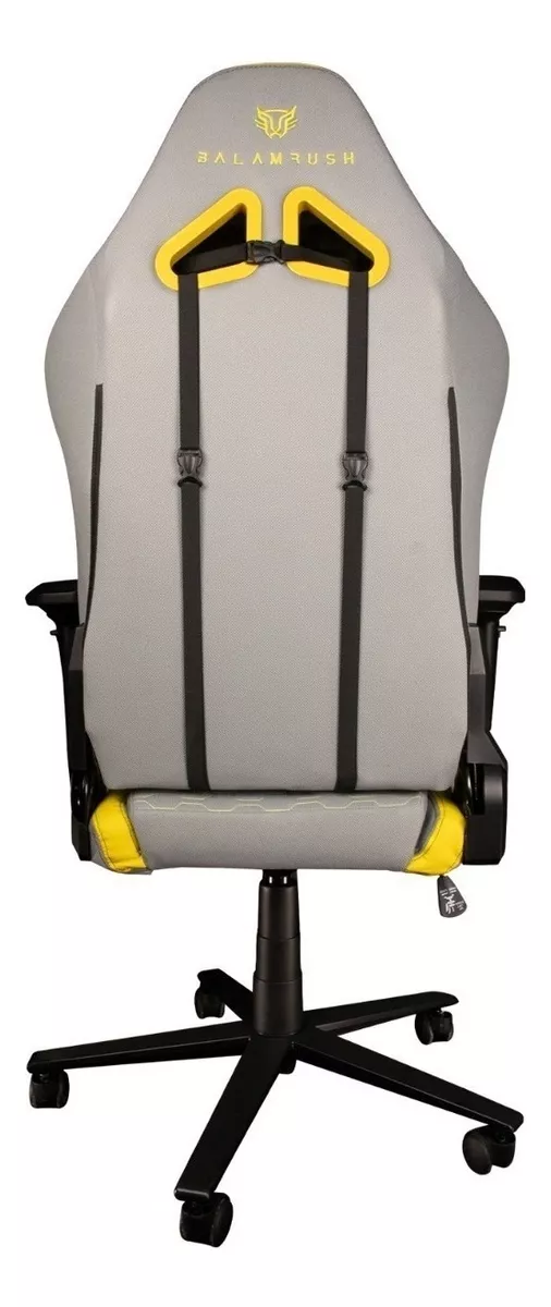 Silla de escritorio Balam Rush Thunder Comp gamer ergonómica  gris y amarilla y negra con tapizado de tela
